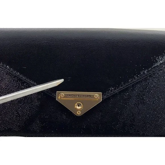 New Michael Kors Grace Small Patent Leather Envelope Clutch